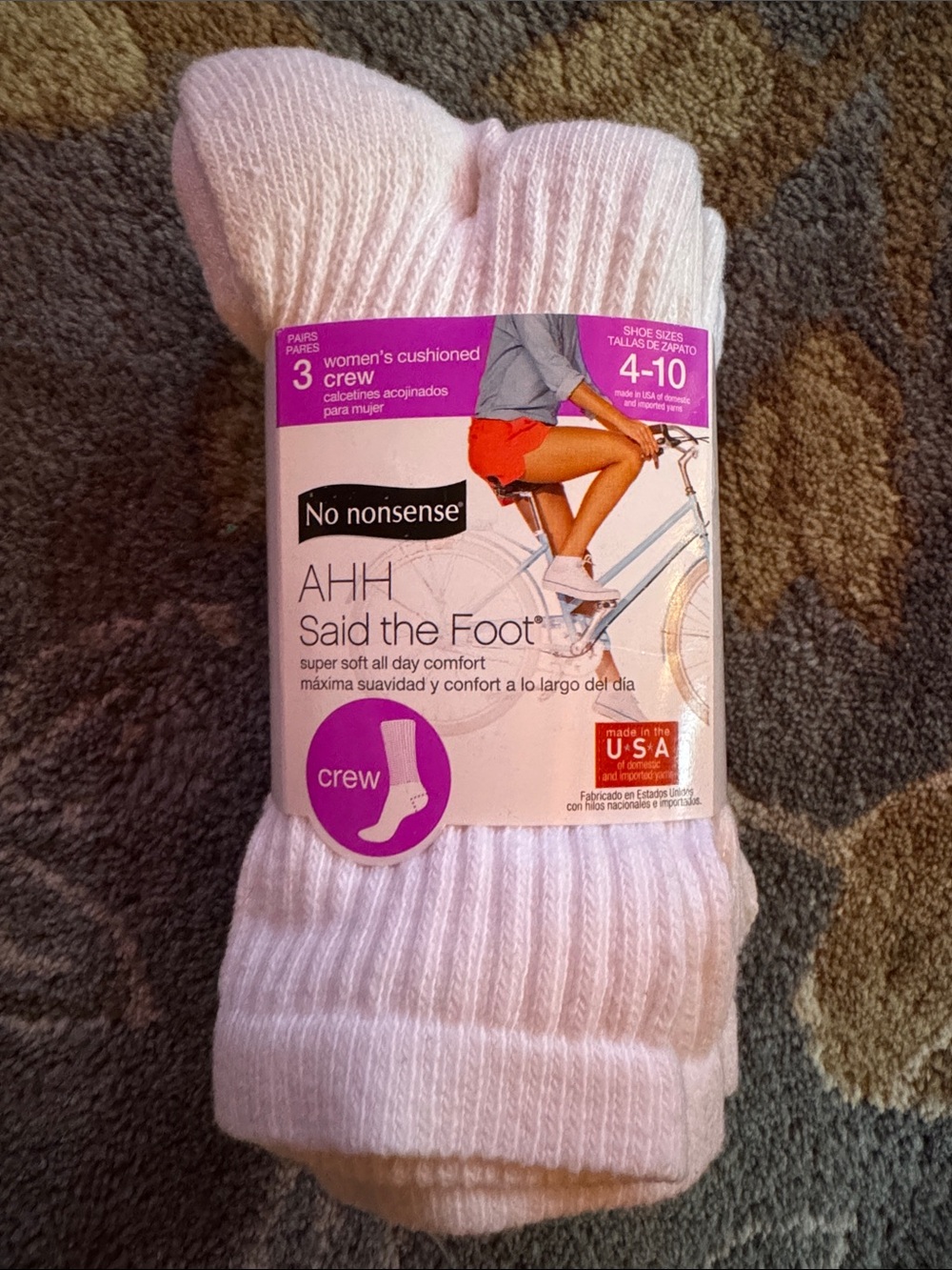 No Nonsense Women's Cushioned Crew Socks - White (3 Pairs)